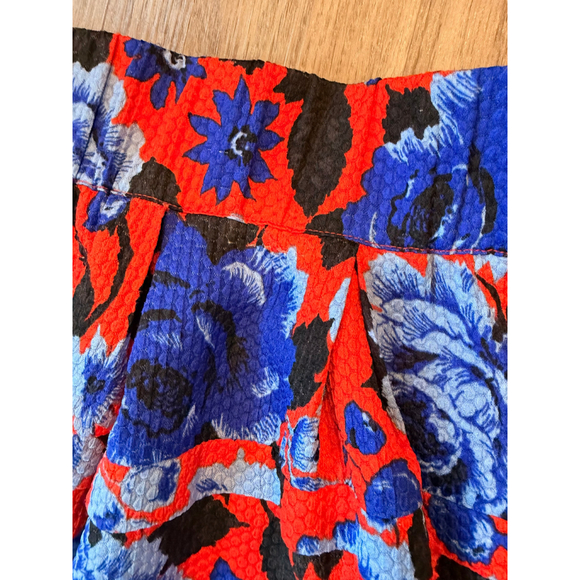 Womens HD in Paris Mini Skirt XS Red Blue Floral Retro Artsy Cottagecore Romanti - Picture 5 of 13